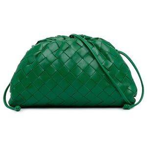 New w/ Tags Bottega Veneta Green Intrecciato Crossbody Pouch Clutch